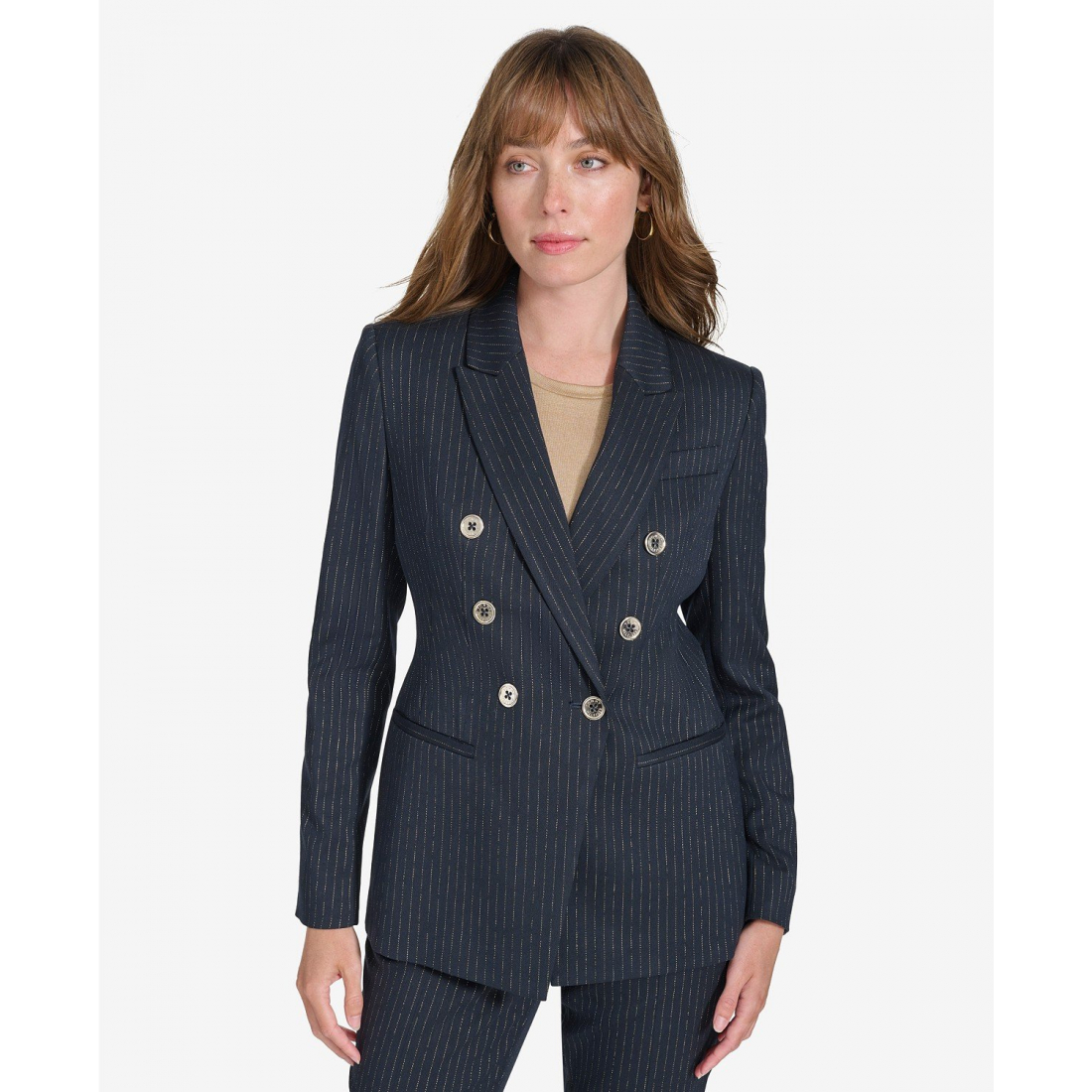 Women's 'Double Breasted Metallic Pinstriped' Blazer