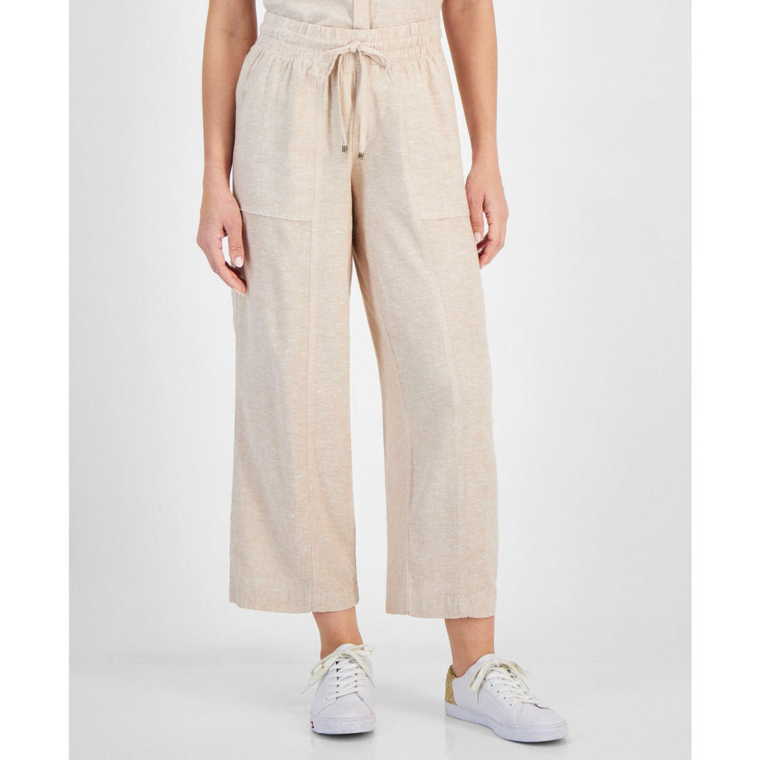 Pantalon 'Linen-Blend Wide-Leg Drawstring' pour Femmes