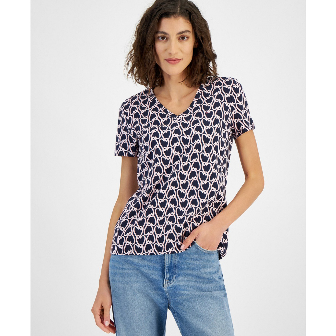 T-shirt 'Heartlock V-Neck Short-Sleeve' pour Femmes