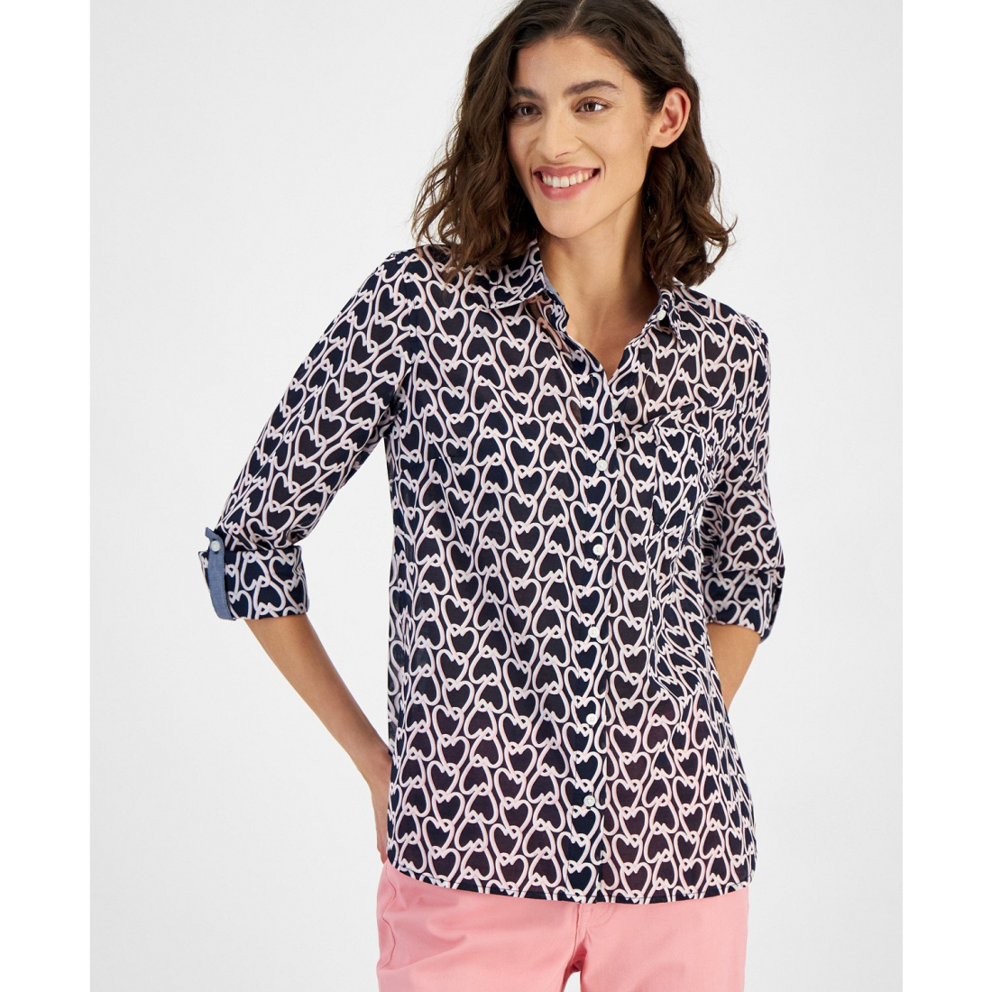 Top à manches longues 'Heartlock Roll-Tab-Sleeve' pour Femmes