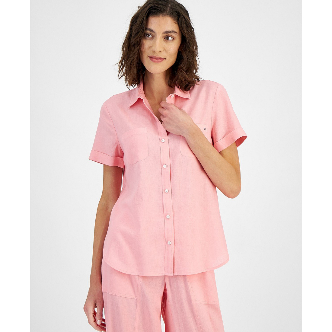 Chemise à manches courtes 'Button-Front Short-Sleeve Camp' pour Femmes