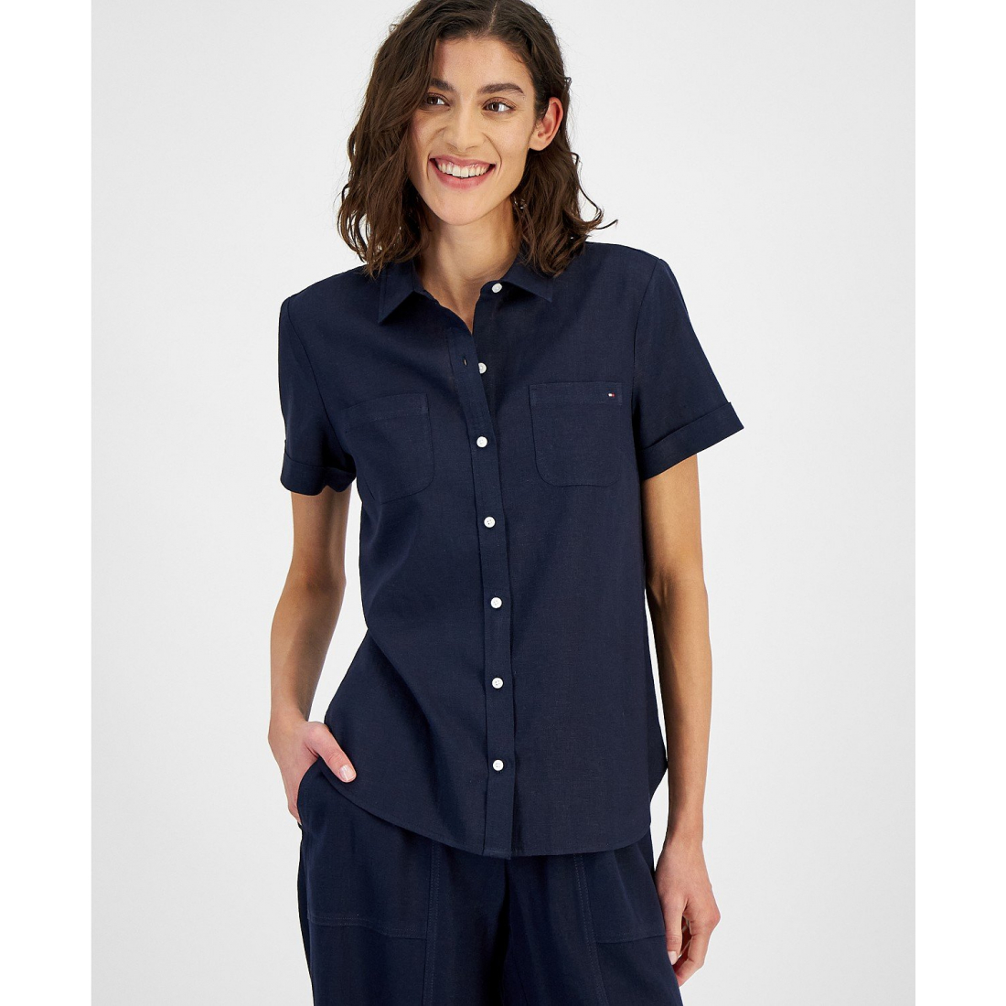 Chemise à manches courtes 'Button-Front Short-Sleeve Camp' pour Femmes