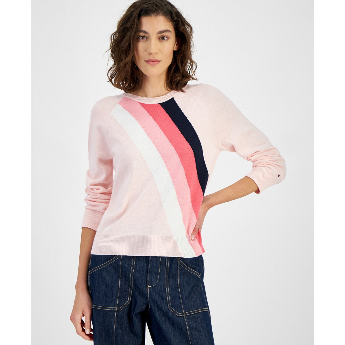 Pull 'Diagonal Stripe Crewneck' pour Femmes