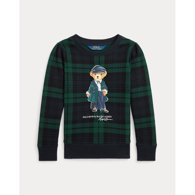 Toddler & Little Girl's 'Plaid Polo Bear Fleece Sweatshirt'