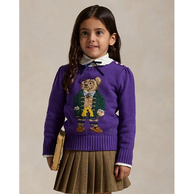 Toddler & Little Girl's 'Polo Bear Crewneck Sweater'