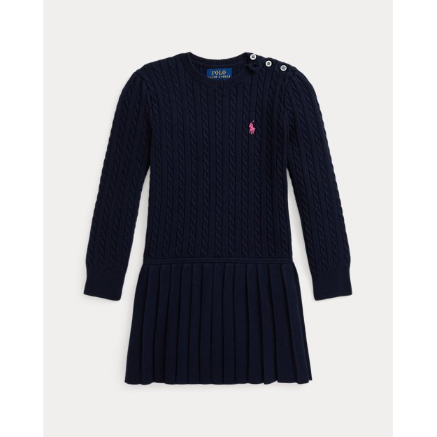 'Mini-Cable Pleated Cotton Sweater Dress' pour Bambins & petites filles