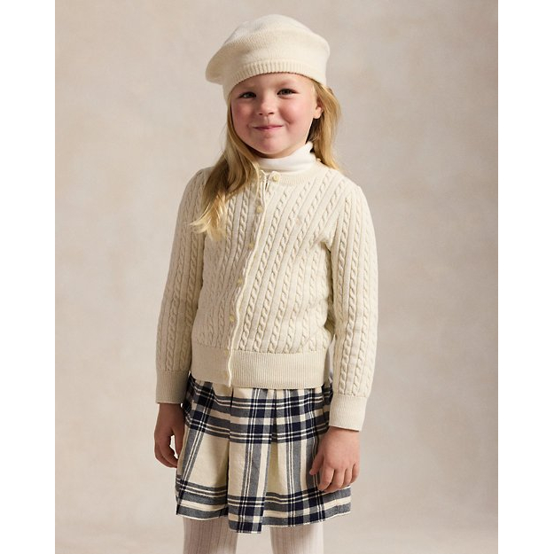 Toddler & Little Girl's 'Metallic Cable Cotton-Blend Cardigan'