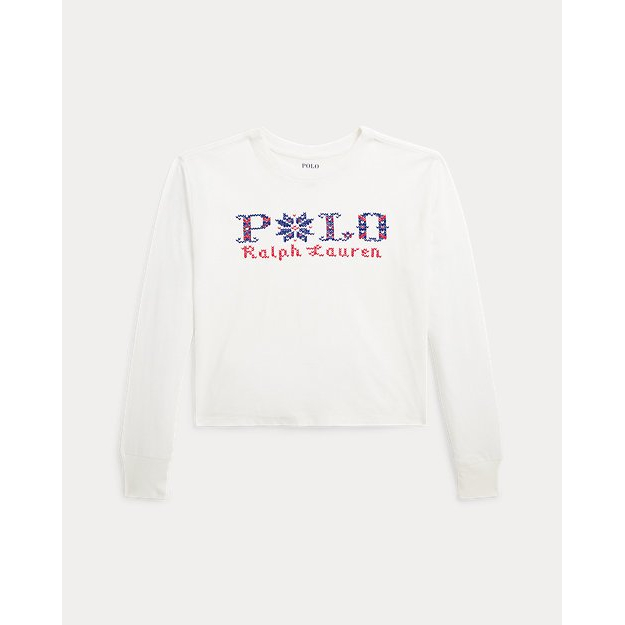 'Logo Cotton Boxy Long-Sleeve Tee' pour Grandes filles