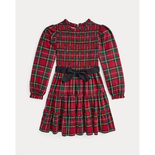 'Plaid Smocked Cotton Jersey Dress' pour Grandes filles