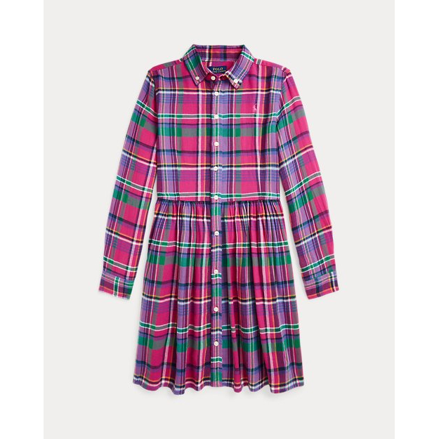 Big Girl's 'Plaid Cotton Twill Shirtdress'