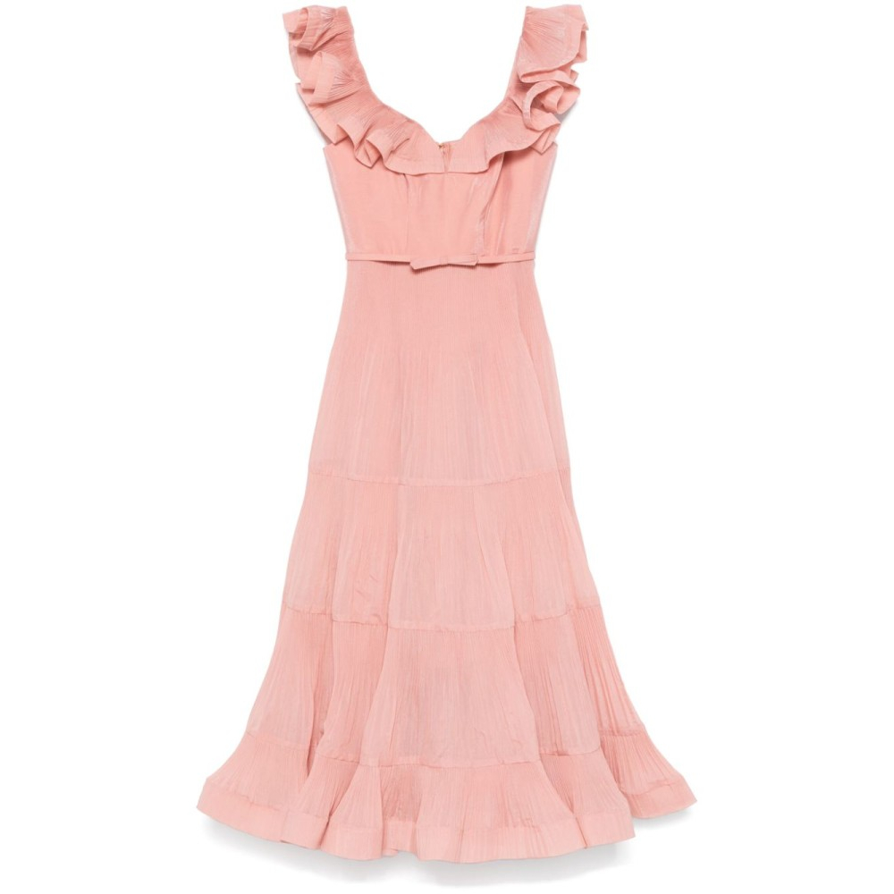 Robe Midi 'Pleated Frilled' pour Femmes