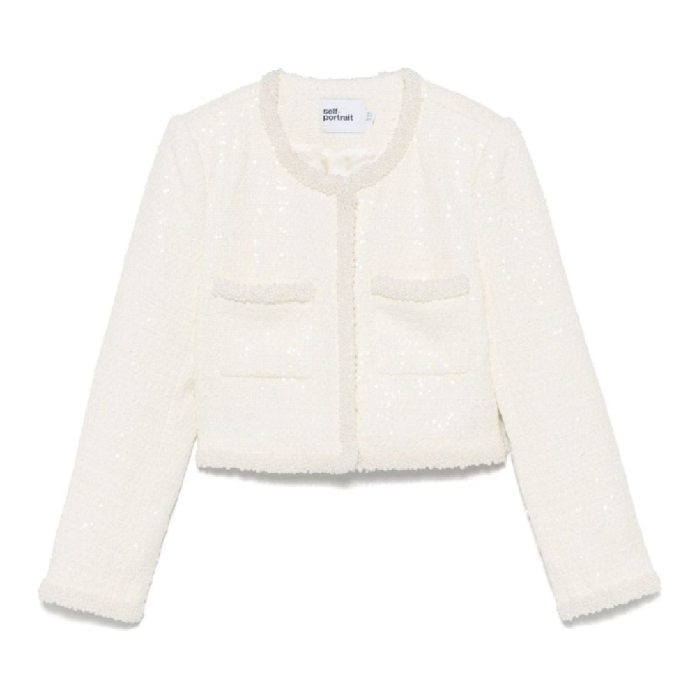 Women's 'Bouclé Faux-Pearl-Trim' Jacket