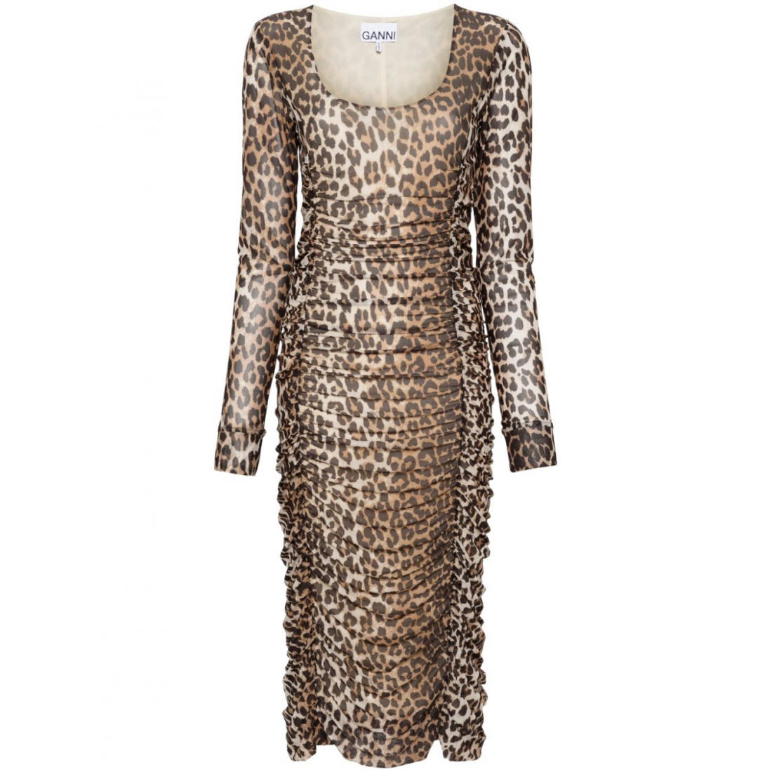 Robe Midi 'Leopard-Print Ruched-Detail' pour Femmes