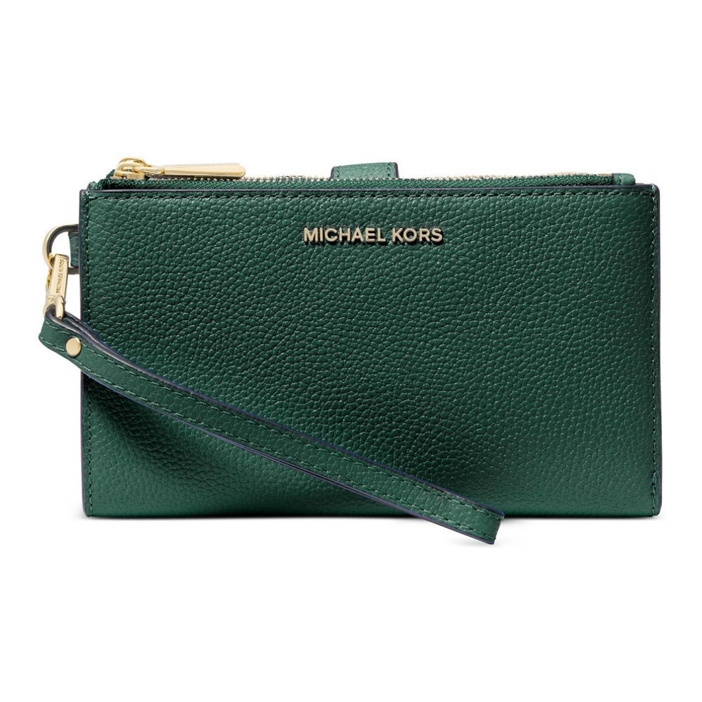 'Adele Double-Zip Pebble Leather Phone Wristlet' Portemonnaie für Damen