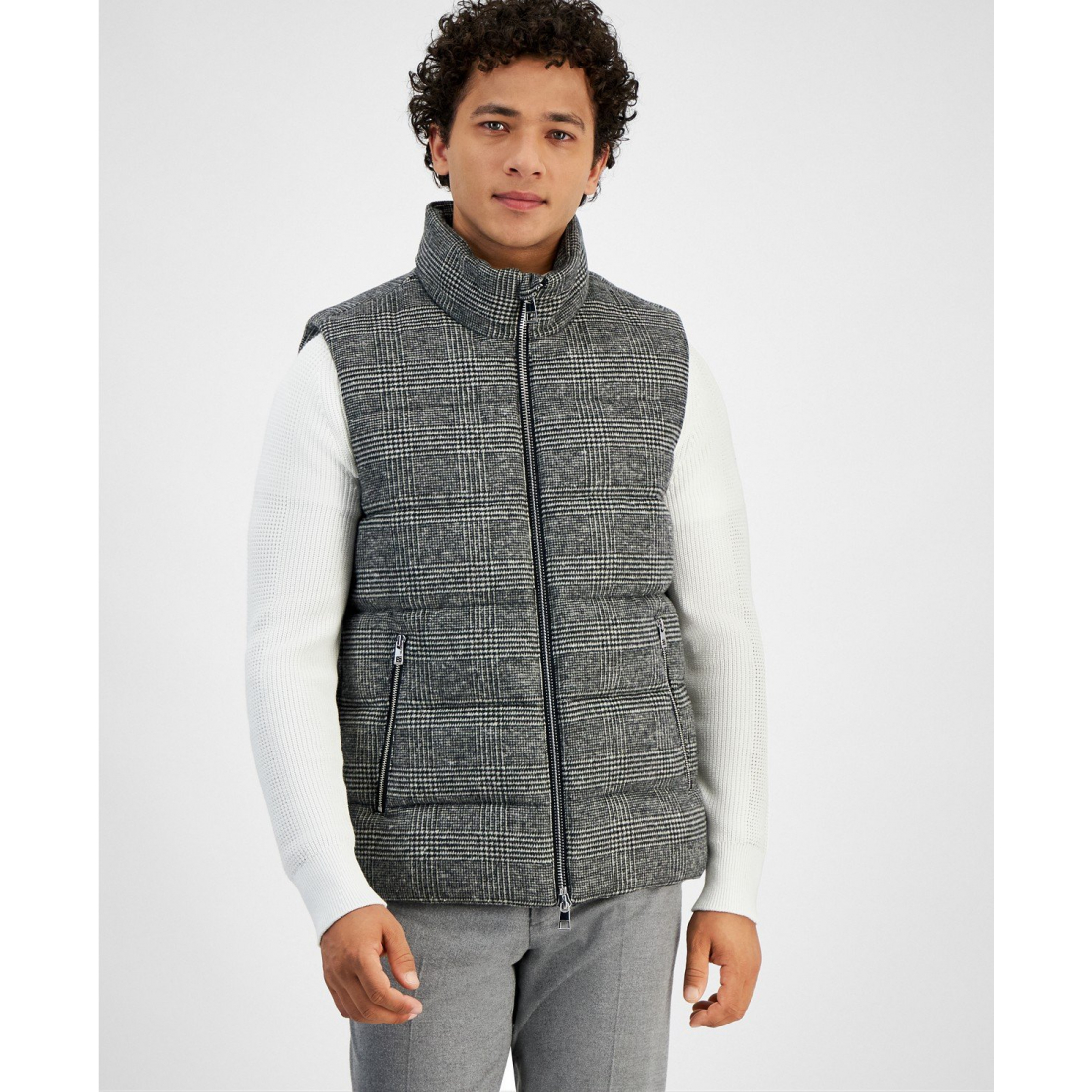 Men's 'Prince of Wales Check Quilted' Puffer Vest