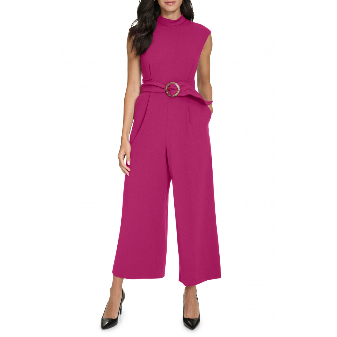 Women's 'Belted Scuba Crepe' Jumpsuit