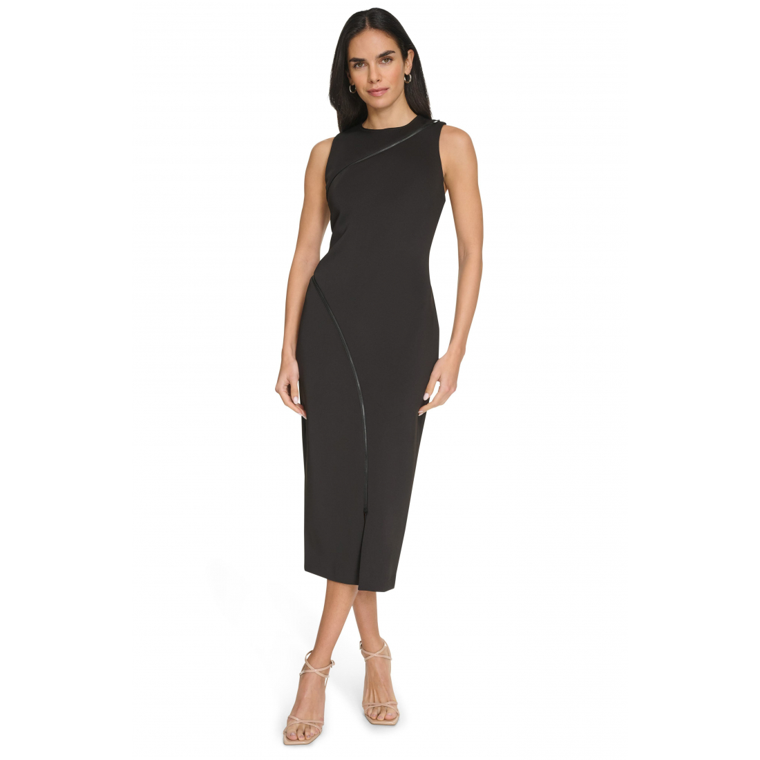 Robe fourreau 'Zipper Trim Sleeveless Midi' pour Femmes