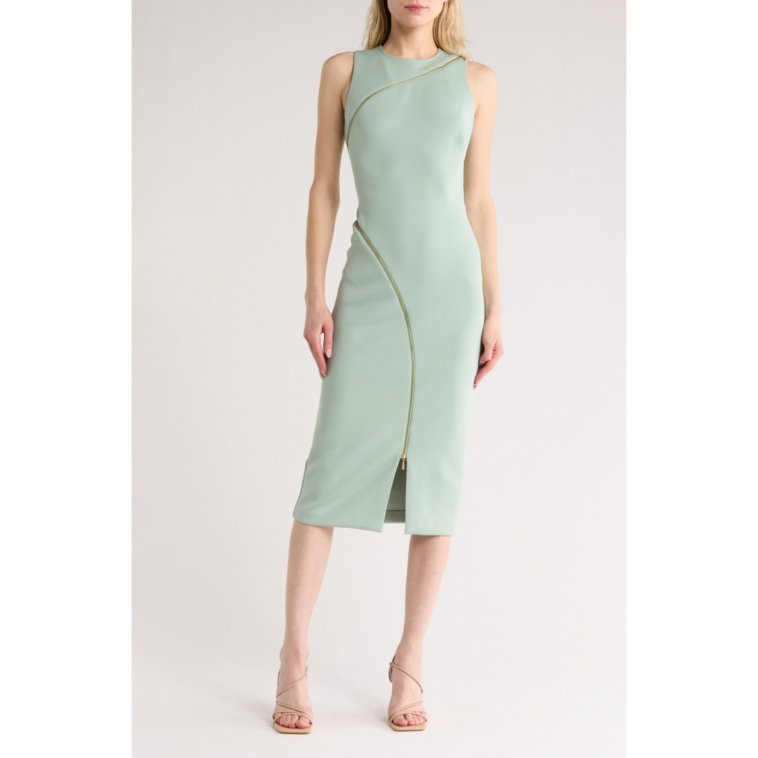 Women's 'Zipper Trim Sleeveless Midi' Sheath Dress