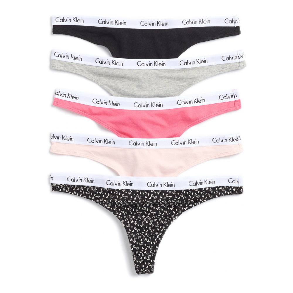 Women's 'Logo' Thongs - 5 Pieces