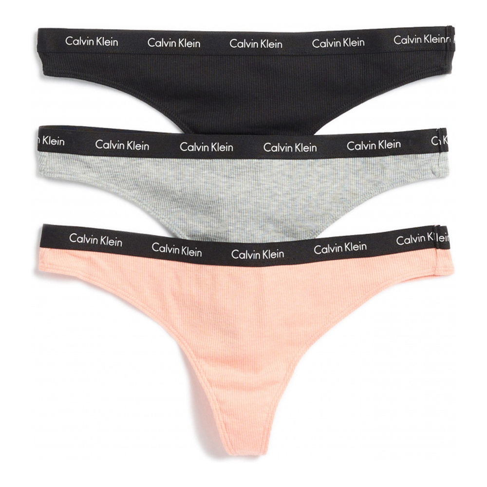 Women's 'Ribbed' Thongs - 3 Pieces