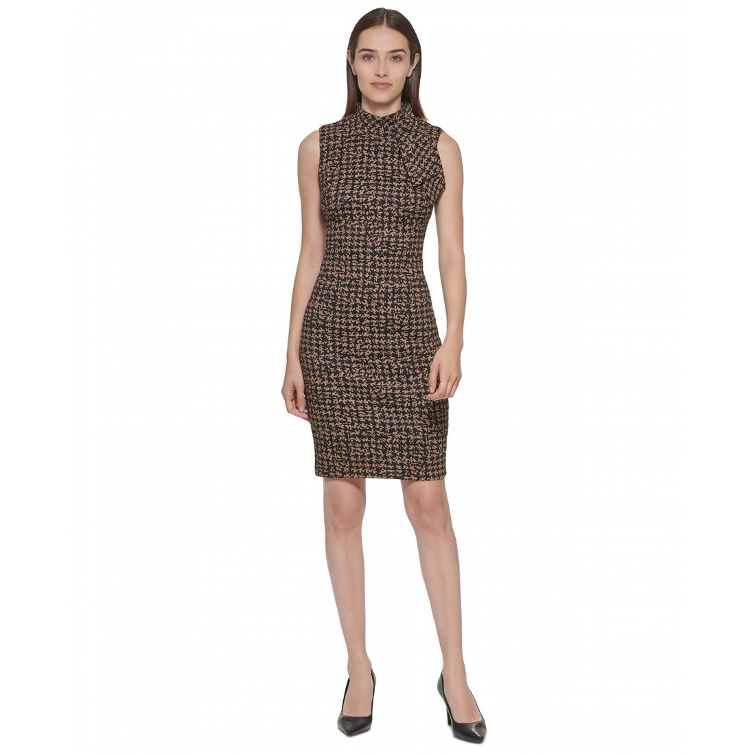 Women's 'Mock-Neck Jacquard' Sleeveless Dress