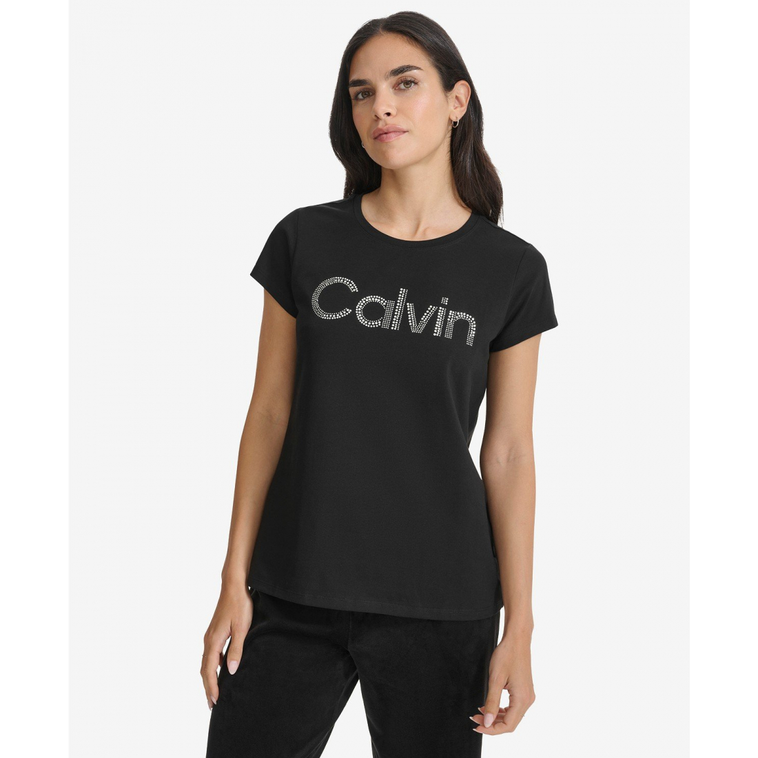 Women's 'Crystal-Logo Crewneck' T-Shirt