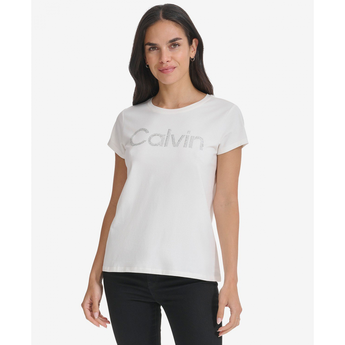 Women's 'Crystal-Logo Crewneck' T-Shirt