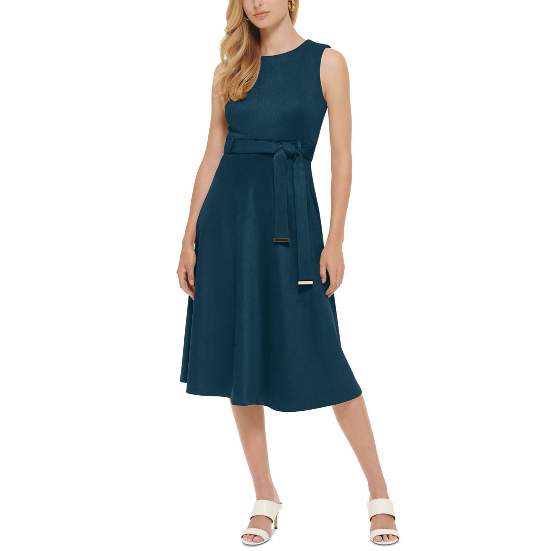 Women's 'Faux-Suede Belted' Midi Dress