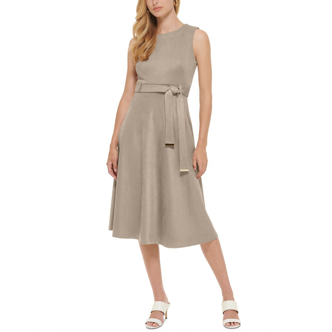 Women's 'Faux-Suede Belted' Midi Dress