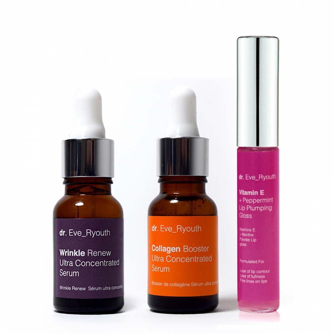 'Collagen Booster + Wrinkle Renew  + Vitamin E and Peppirment' Anti-Aging Care Set - 3 Pieces