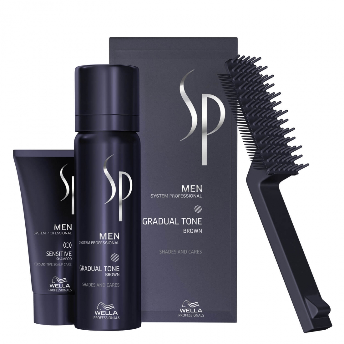 'SP Men Gradual Tone Brown' Hair Care Set - 3 Pieces