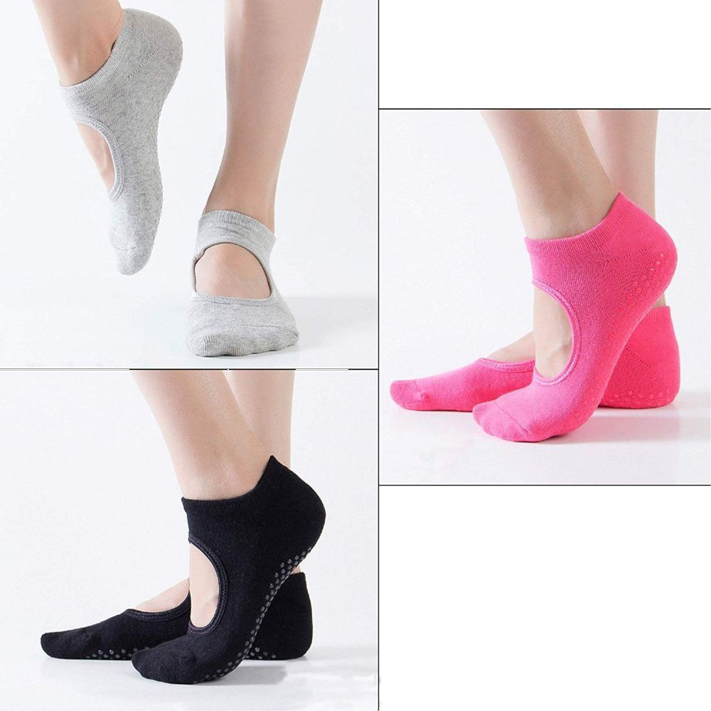 Chaussettes de Yoga pour Femmes - 3 Pièces